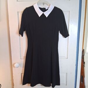 Vintage Aphratti Black with White Collar Short Sleeve Wednesday Addams Dress